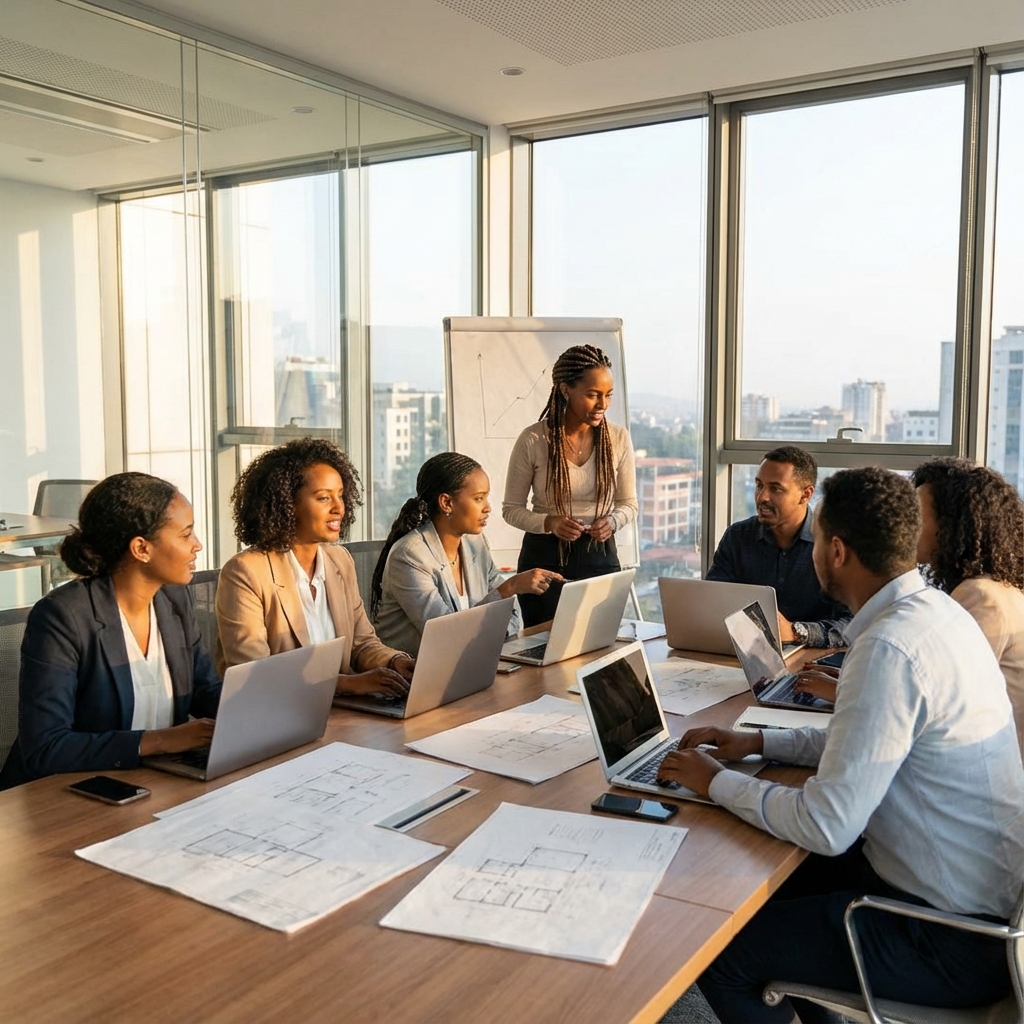 Ethiopian creative team brainstorming
